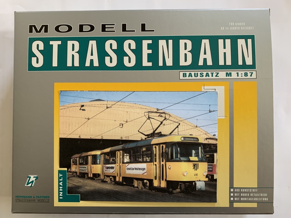 Herrmann & Partner, 23065A/1, Tatra T4D, gelb, Solotriebwagen, Bausatz / H0