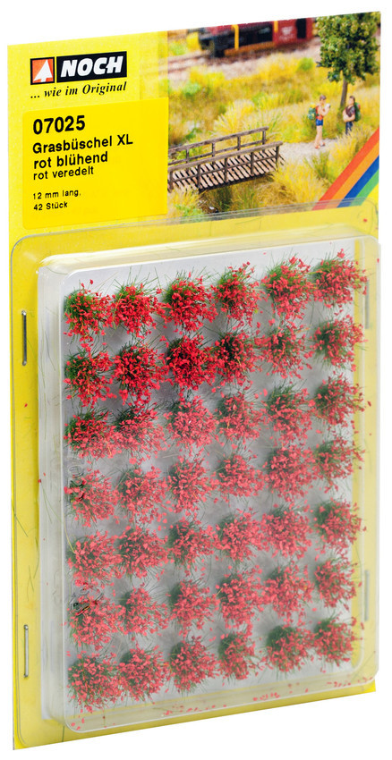 Noch 07025, Grasbüschel Mini-Set XL “blühend”, rot