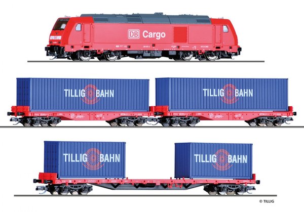 Tillig 01445, Einsteiger-Set: Güterzug mit Bettungsgleisoval der DB AG / TT