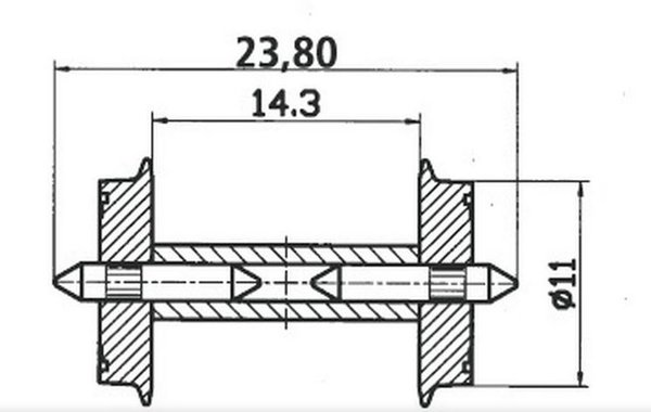 Roco 40193, Radsatz 11mm mit geteilter Achse, 2 Stück, / H0