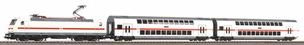 Piko 57134, Start-Set mit Bettung Personenzug BR 146 mit 2 IC Doppelstockwagen, H0