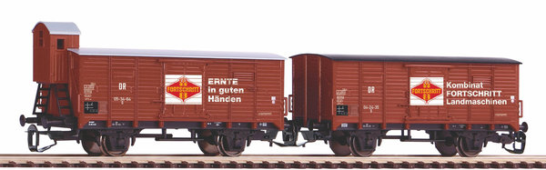 Piko 47033, 2er Set Gedeckter Güterwagen G02 DR III "Fortschritt", / TT