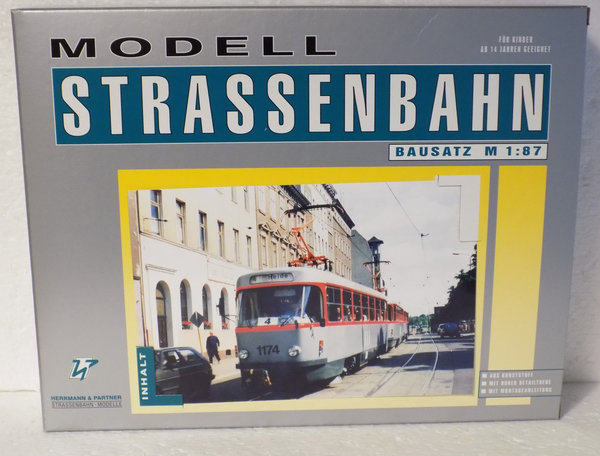 Herrmann & Partner 23054/1, Straßenbahn Tatra T4 Typ Halle, Bausatz / H0m