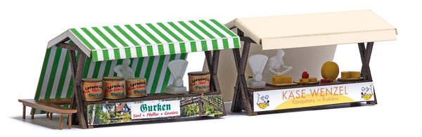 Busch 1822, Marktstände Gurken und Käse, Bausatz / H0